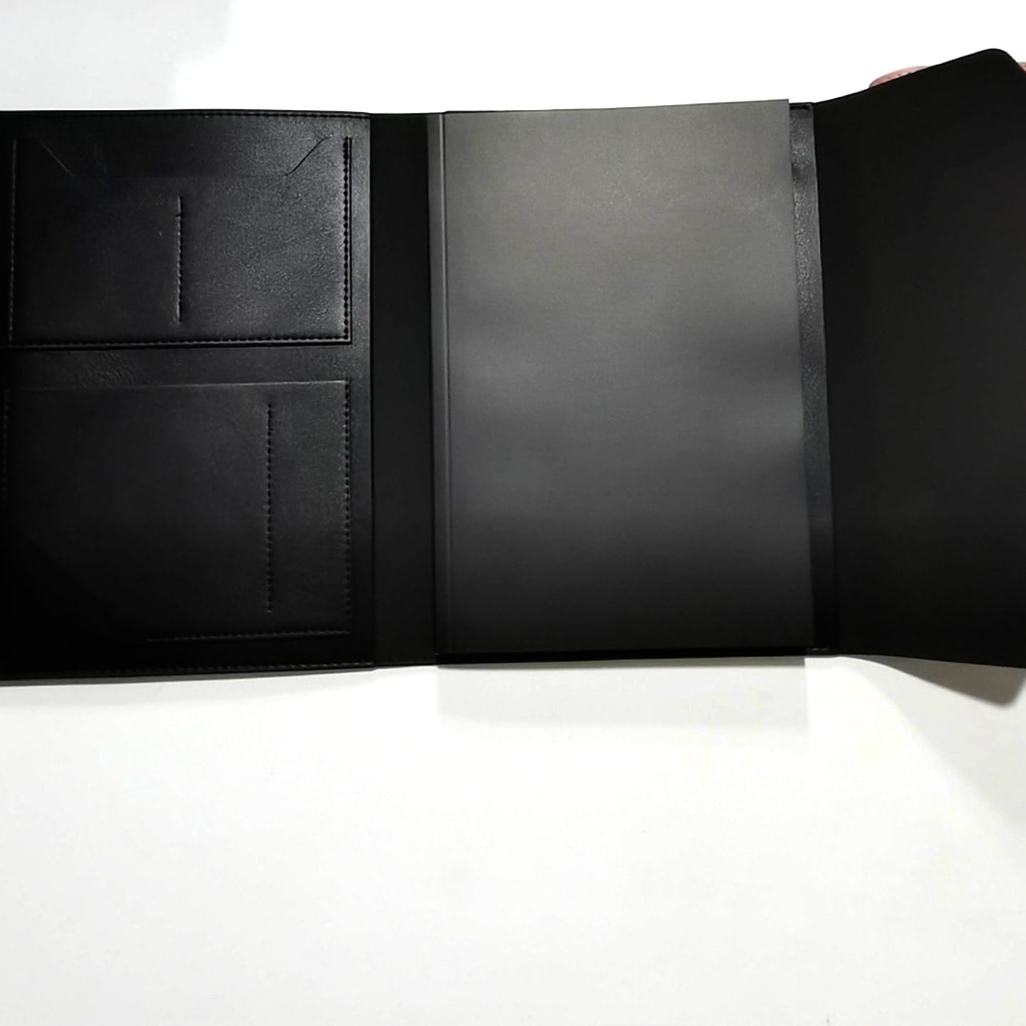 Custom Personalized PU Soft Leather Stylish Daily Planner Journal Agenda Notebook. Pink Black with Metal Closure Studs.
