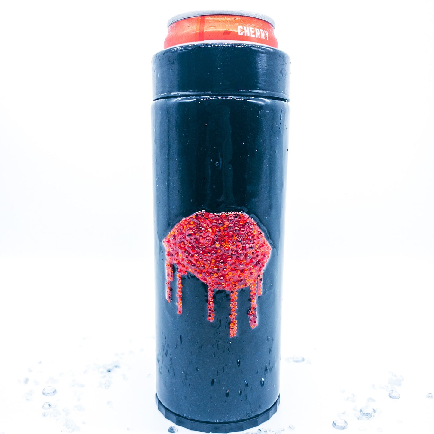 RED“ “LIPS” Black Custom Personalized Skinny Can Cooler!