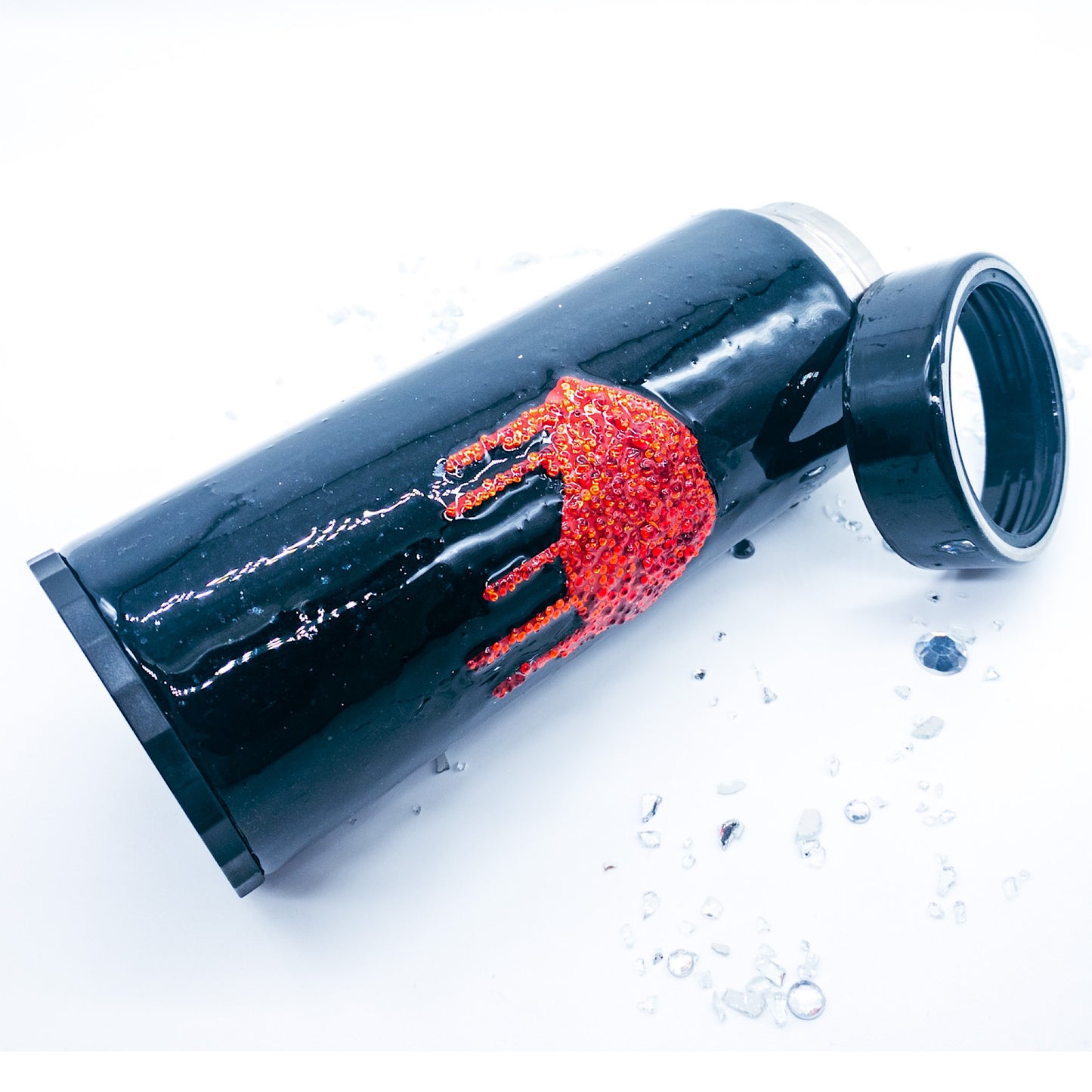 RED“ “LIPS” Black Custom Personalized Skinny Can Cooler!