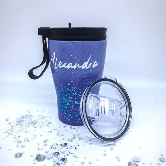 Custom Personalized Purple Ombre Kids Glitter  Tumbler Cup With Lid
