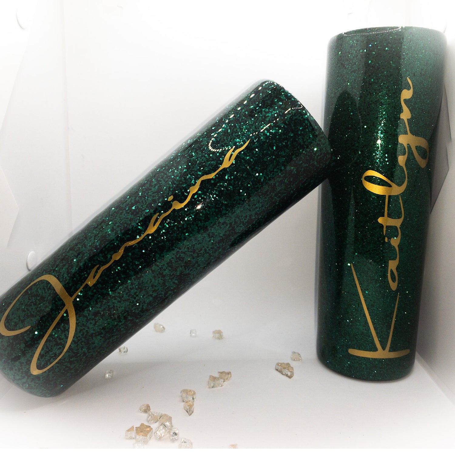hunter green gold tumbler