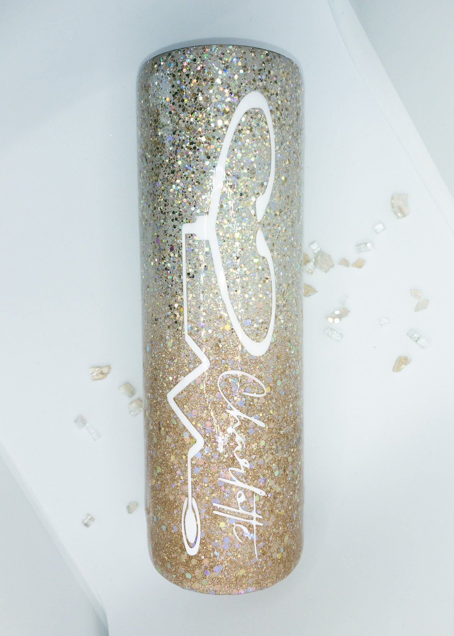 Custom Personalized Champagne Glitter Tumbler