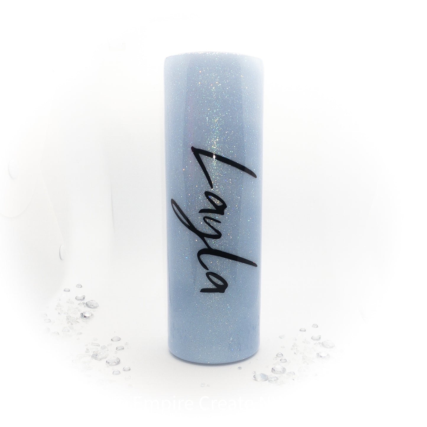 blue glitter tumbler cup