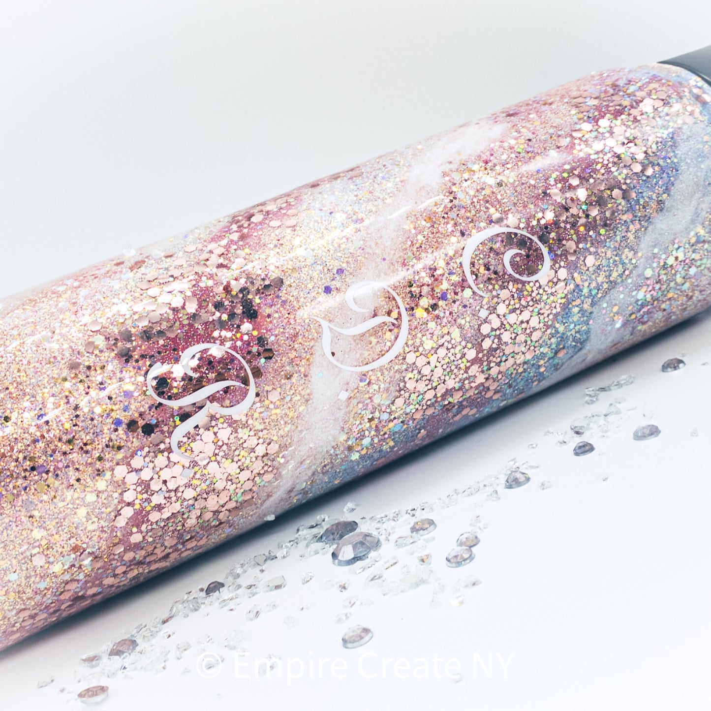 Custom Personalized Insulated Rose Gold And Blue Water Bottle