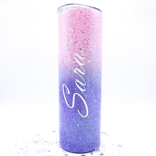 Pink And Lavender Glitter Tumbler Cup