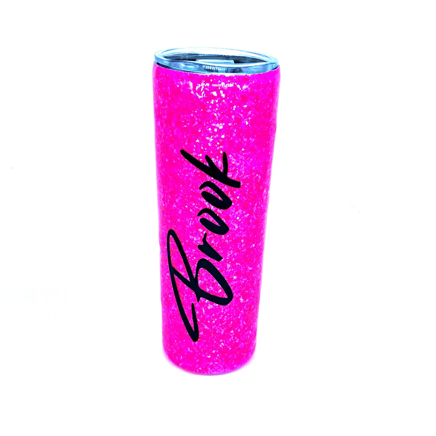 Custom Personalized  Neon Pink  Glitter Tumbler Cup With Lid