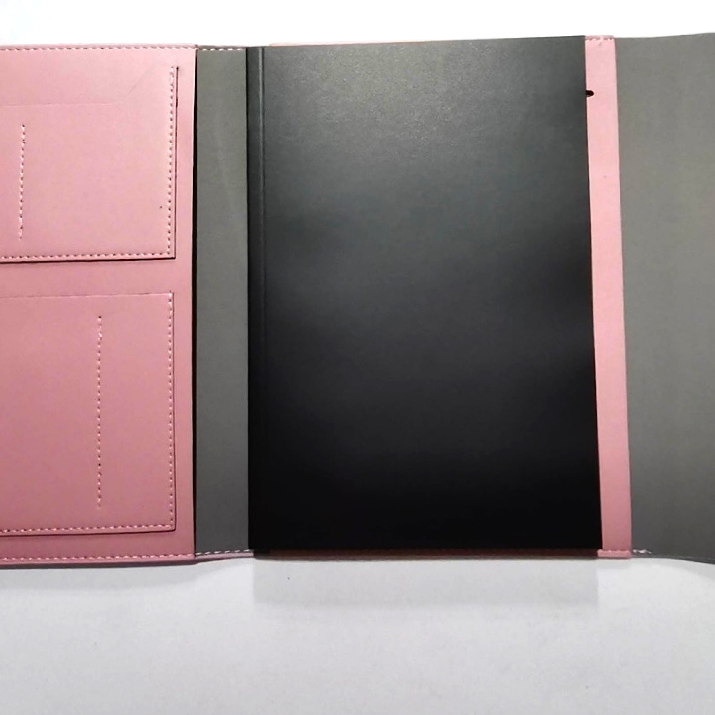 Custom Personalized PU Soft Leather Stylish Daily Planner Journal Agenda Notebook. Pink Black with Metal Closure Studs.