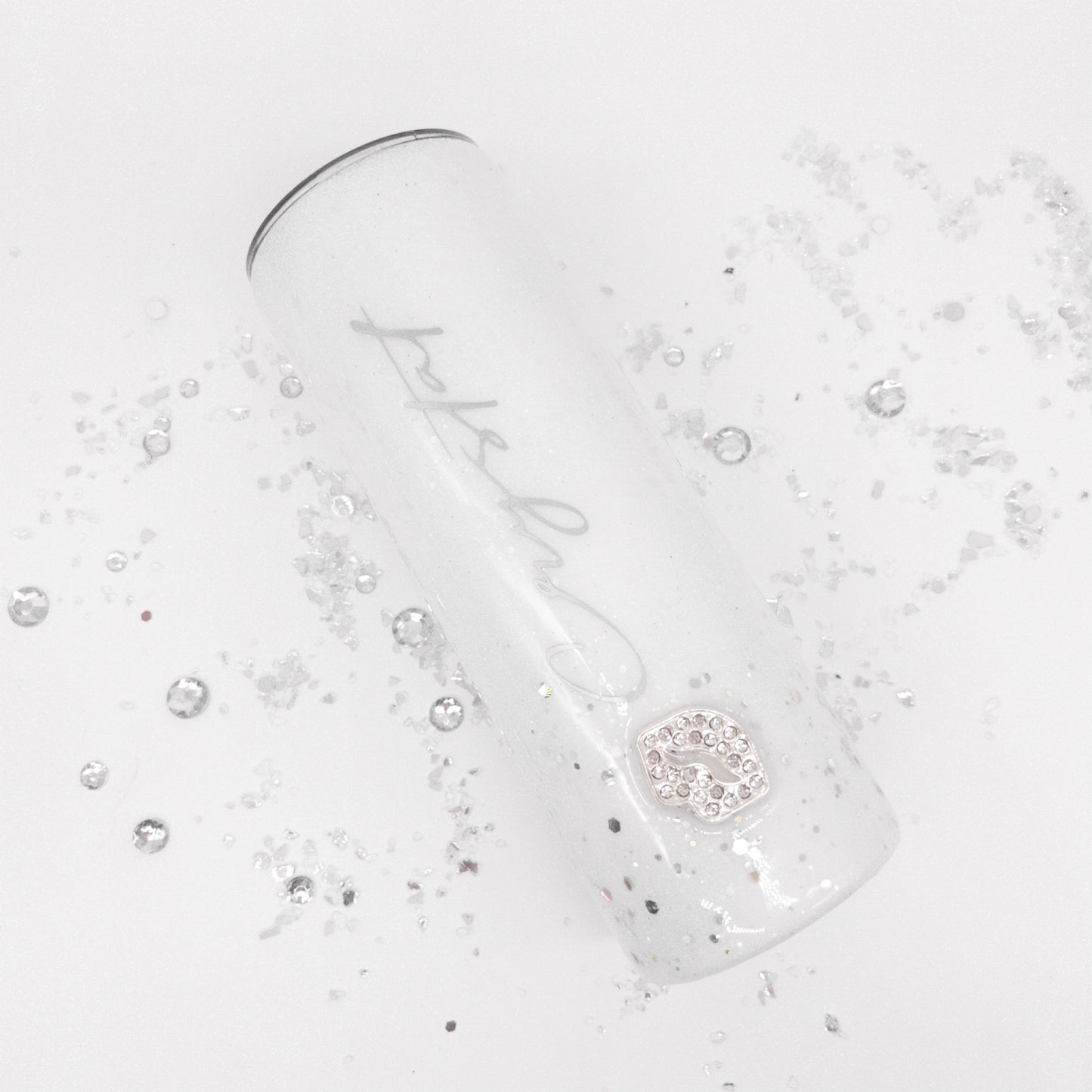 Custom Personalized  White Silver Rhinestone  Glitter Tumbler Cup With Lid