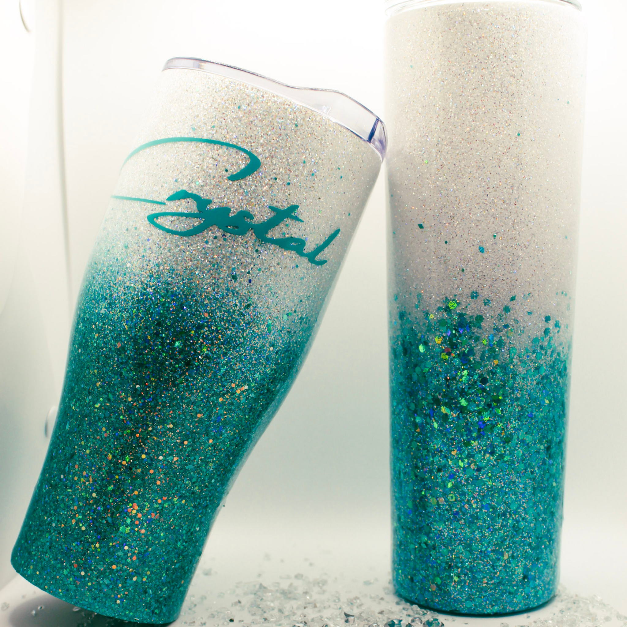 Glittery Tumbler Black and White Tumbler //glitter Tumbler