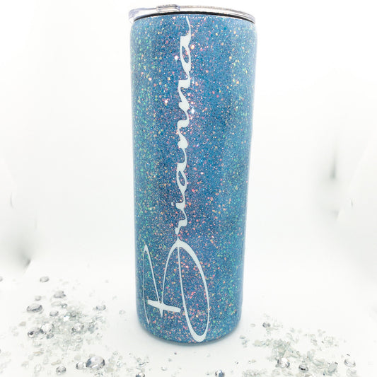 Light Blue Opal Glitter Tumbler Cup