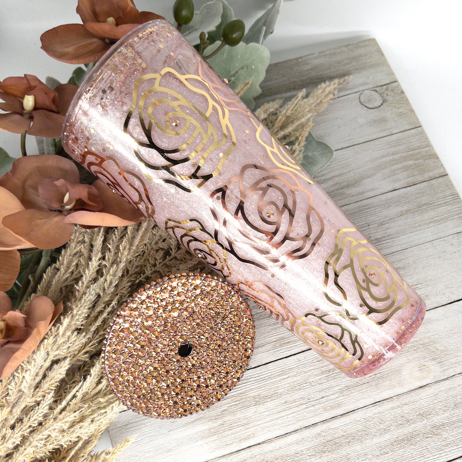 Rose Gold Snowglobe Glitter Tumbler – Imperfectly Perfect Crafts