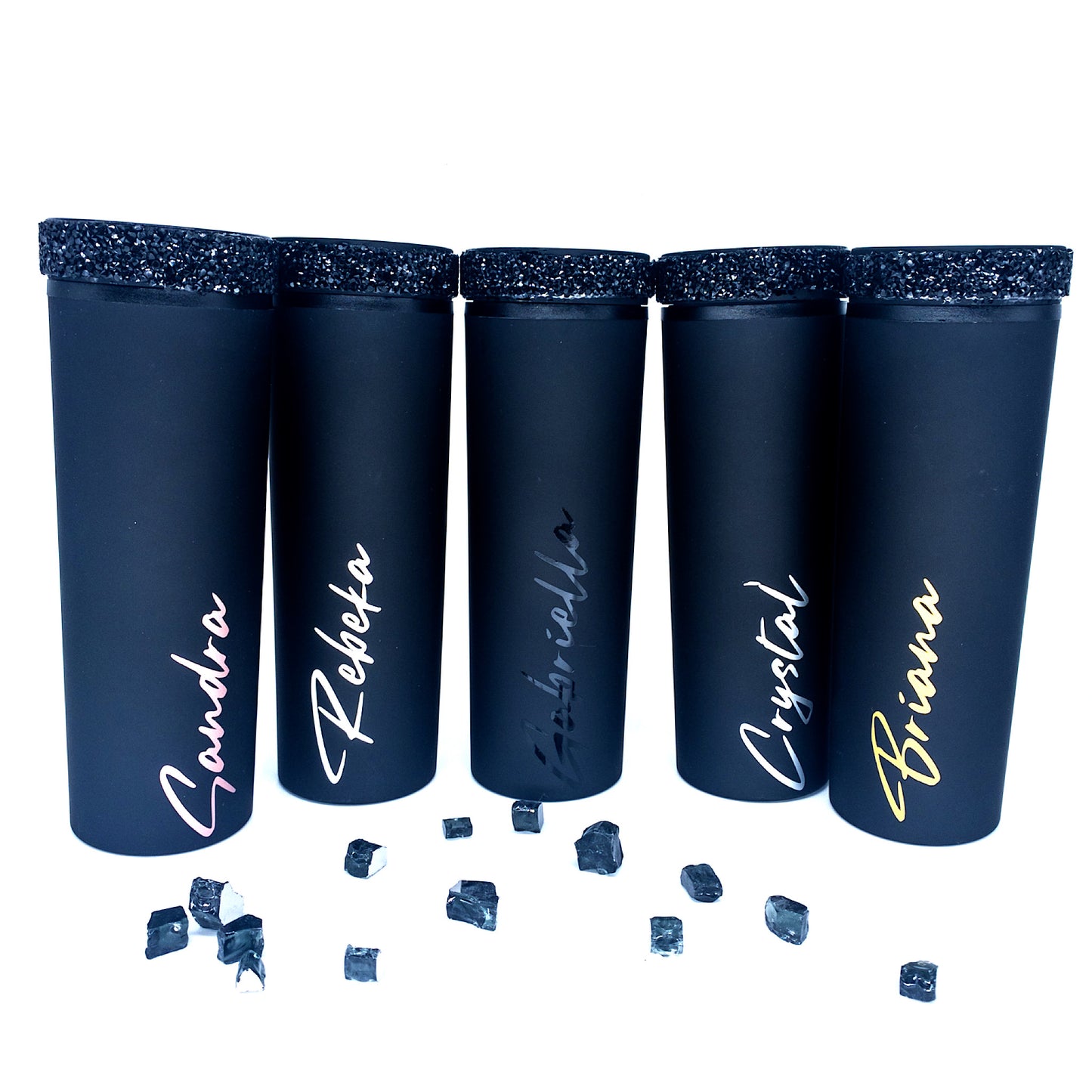 Personalized Rhinestone Matte Tumbler With Straw And Lid