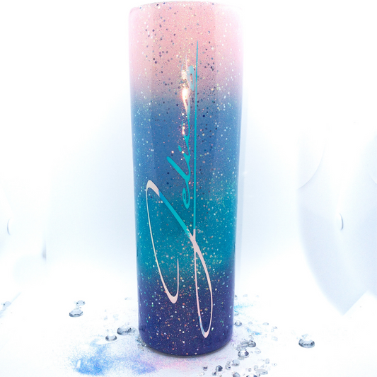 pastel glitter tumbler cup