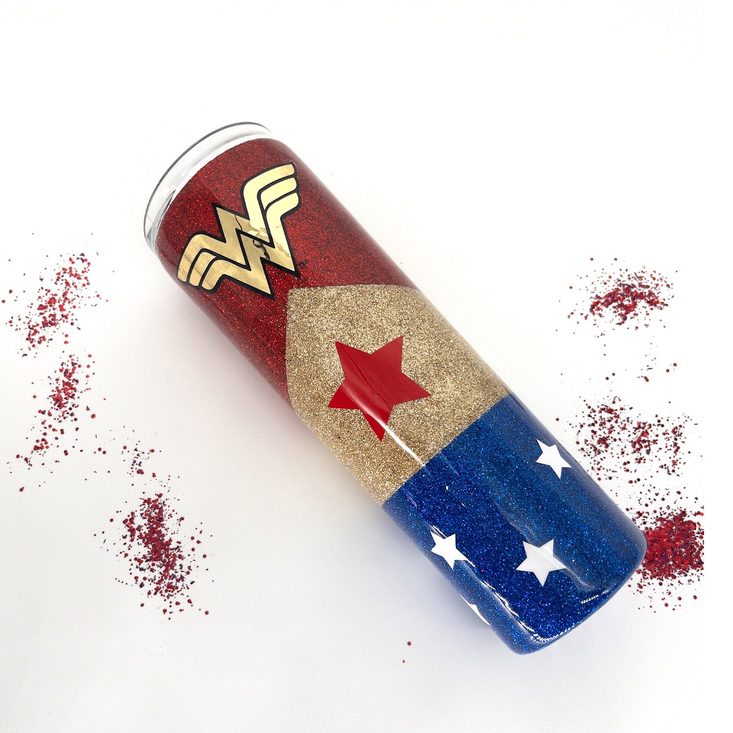 Wonder Woman tumbler Glitter Stainless steel tumbler. – Backwood