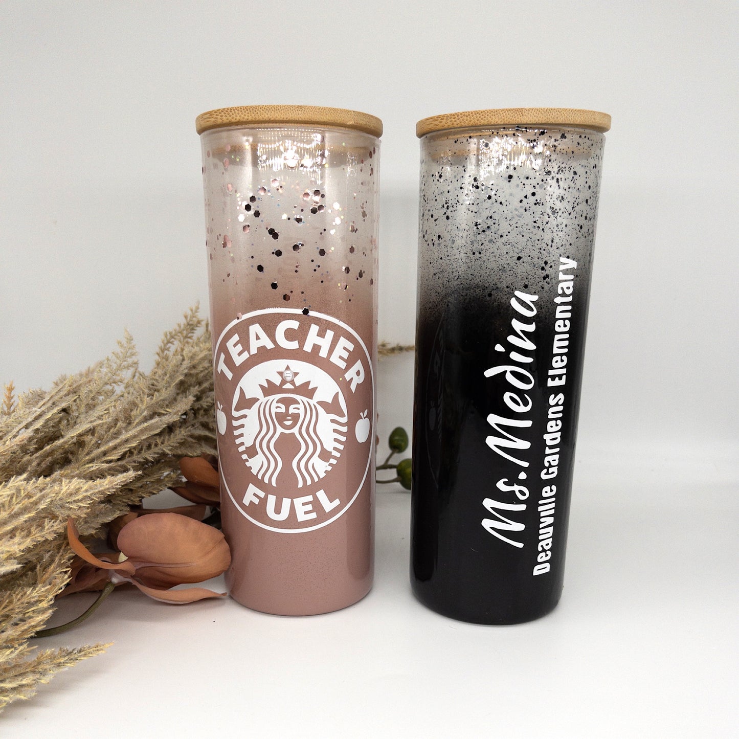 Custom Personalized Glass Frosted Matte Starbucks Teacher Tumbler