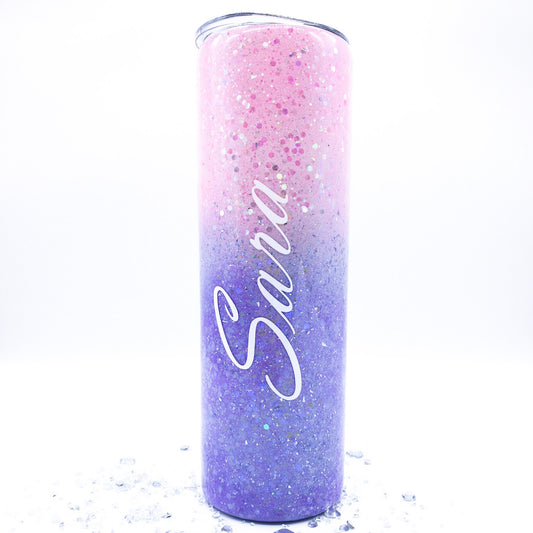 Pink And Lavender Glitter Tumbler Cup