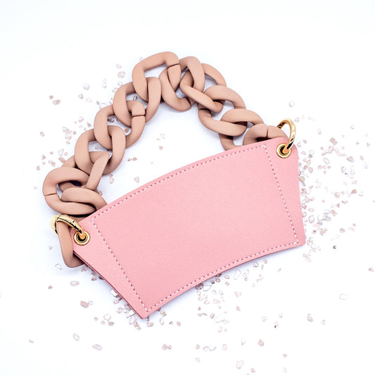 Pink Reusable Cup Holder Purse Sleeve With Pink Chain