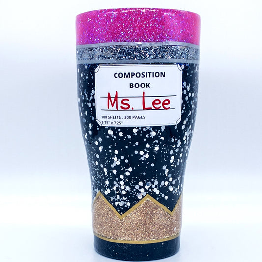 Custom Personalized Teacher Composition Notebook  Glitter Tumbler