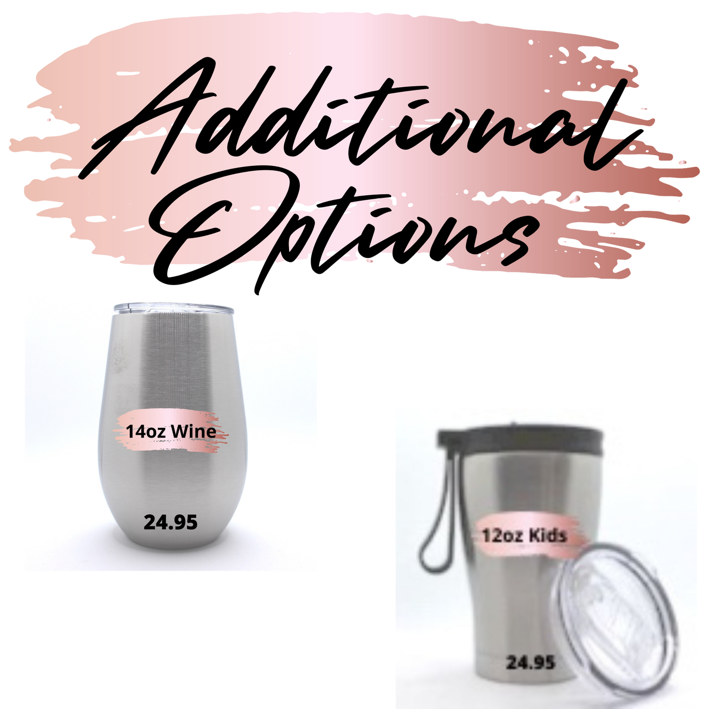 Custom Personalized  Metallic Rose Gold  Glitter Tumbler Cup With Lid