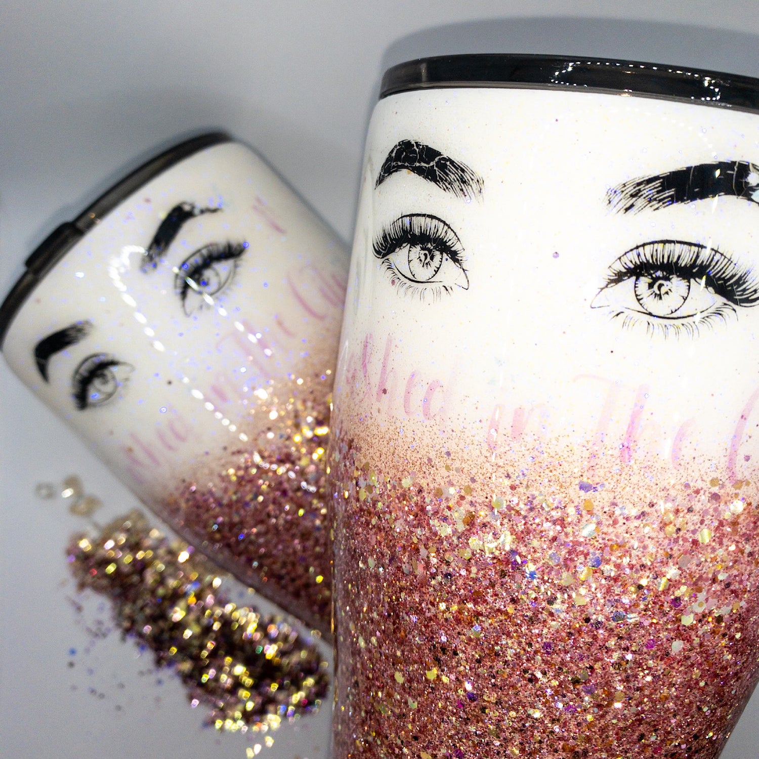 Rose Gold And White Glitter Tumbler Cup