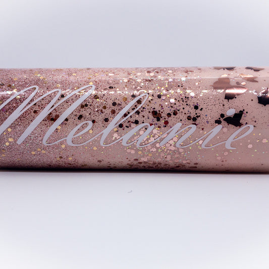 Custom Personalized  Rose Gold And Pink Glitter Tumbler Cup With Lid