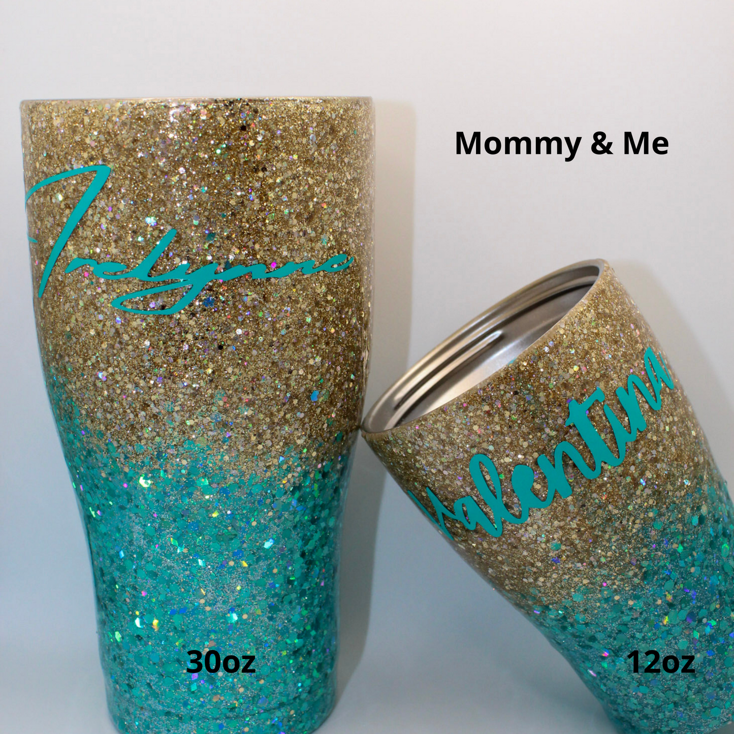 teal and gold tumbler