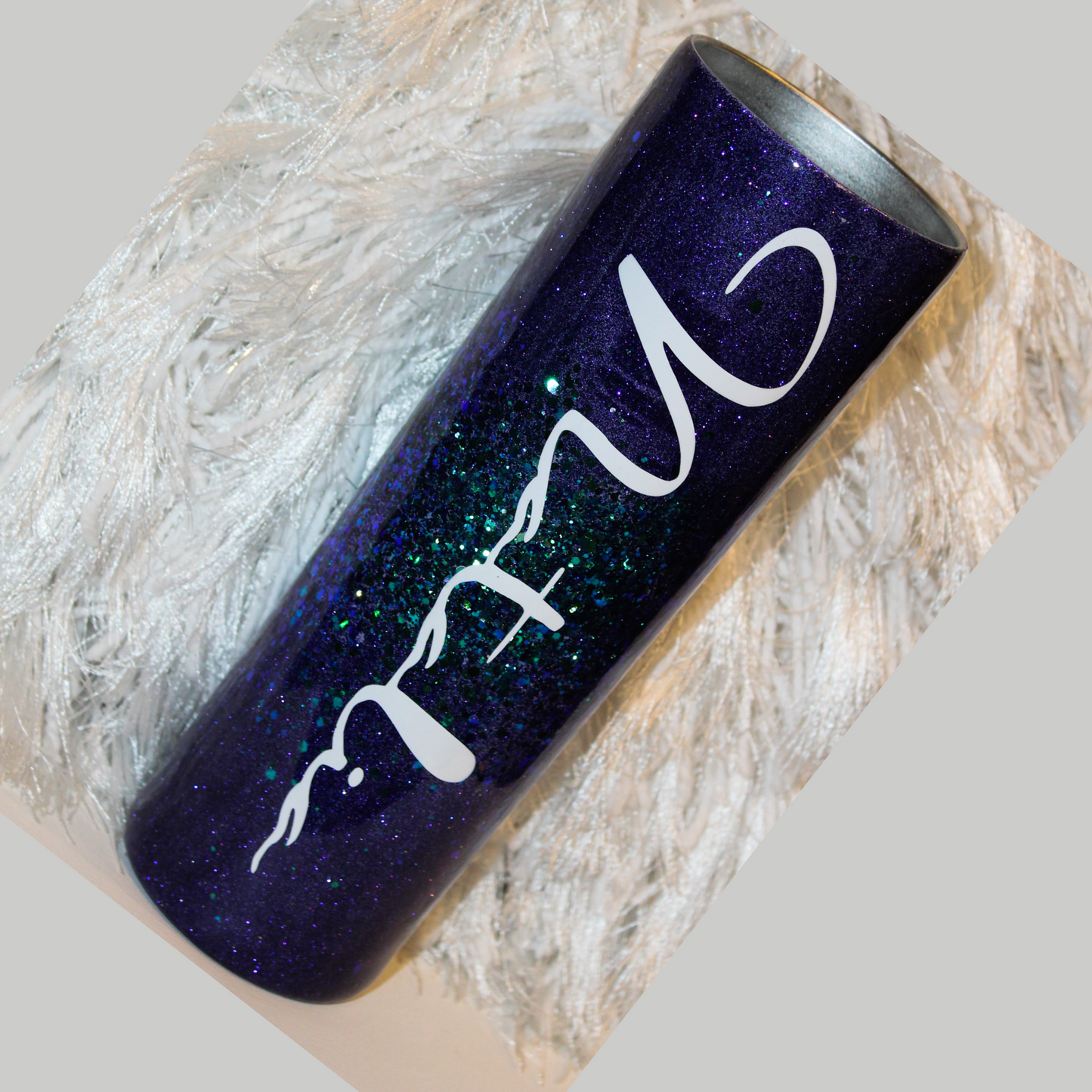 Custom Personalized Purple Holographic Glitter Tumbler With Lid