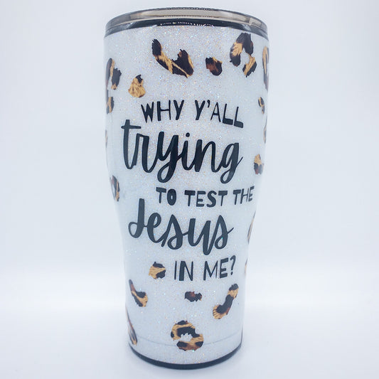 leopard glitter tumbler cup