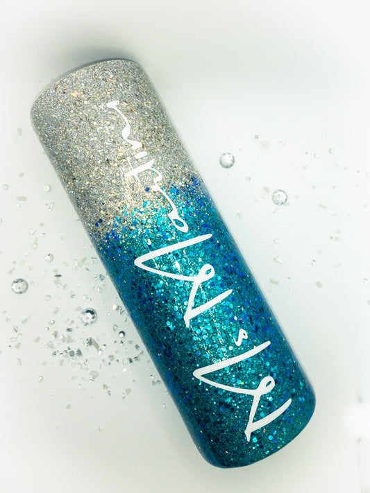 teal silver cup tumbler