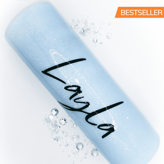 Custom Personalized Ultra Fine  Blue Glitter Tumbler With Lid And Straw